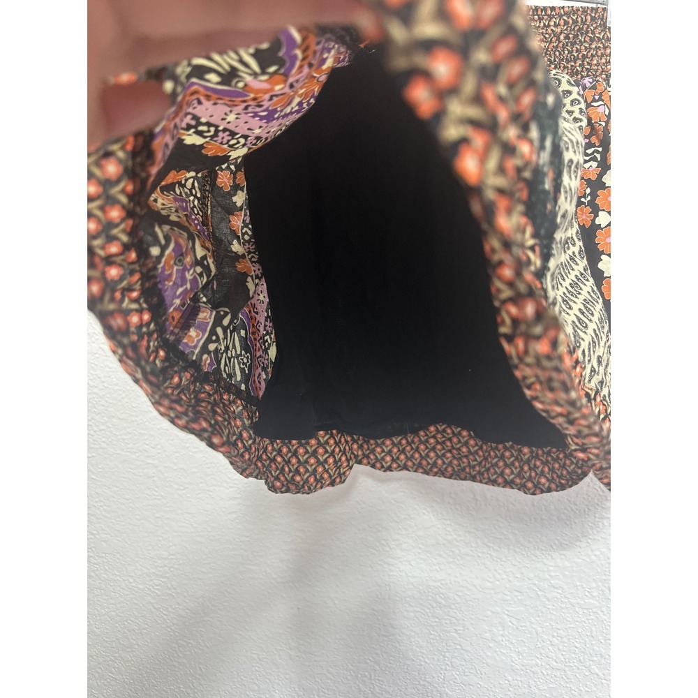 Confess Womens Patchwork Mini Skirt Medium Boho Floral Paisley Smocked Cotton - Picture 3 of 7